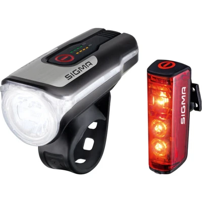 Afbeelding van Sigma AURA 80 FL / Blaze Set Fietsverlichtingsset LED werkt op een accu Zwart