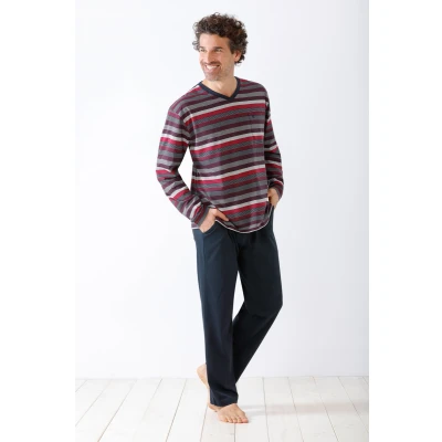 Afbeelding van Hajo heren pyjama strepen Blauw Maat 62