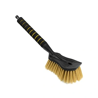 Afbeelding van ToMPaR Autowasborstel I Waterborstel met wateraansluiting Snelsluiting voor de waterklep Zachte, fijne en borstelharenI Comfortabele handgreep Tuin Lengte: 44 cm Geel