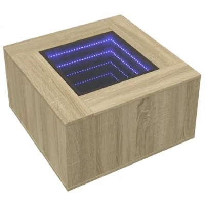 Image de vidaXL Table basse avec LED chêne sonoma 60x60x40 cm bois d&#039;ingénierie847569