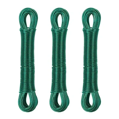 Afbeelding van Relaxdays waslijn set van 3 20 meter extra sterk wasdraad drooglijn buiten groen