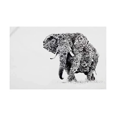 Afbeelding van Maxwell &amp; Williams Marini Ferlazzo theedoek, Afrikaanse olifant, 100% Indiaas katoen, 50 x 70 cm, wit
