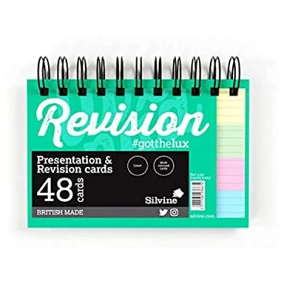 Afbeelding van Silvine Luxpad Revision indexkaarten, A6, gelinieerd, verschillende kleuren, 48 stuks