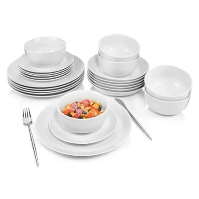 Afbeelding van Sänger Servies New Port van porselein 24 delige set voor 6 personen inhoud de schalen 500 ml bordenset bestaande uit borden, dessertborden, soepborden en
