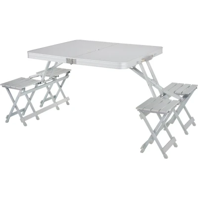 Afbeelding van Campart Campingtafel TA 0875 Picknicktafelset 4 personen Picknick tafel inklapbaar en gemakkelijk mee te nemen Weerbestendig Wit