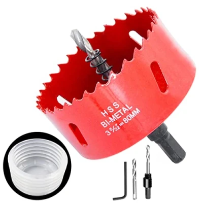 Afbeelding van LAIWEI 80 mm gatzaag met accessoire 2 delige set Stofvanger voor alle gatzagen een zaagdiameter tot 125