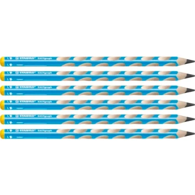 Afbeelding van STABILO EASYgraph ergonomische grafiet pen, HB (lichtblauw), linkshandigen, 6 stuks