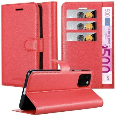 Afbeelding van Cadorabo Hoesje geschikt voor Apple iPhone 11 PRO MAX in KARMIJN ROOD Beschermhoes met magnetische sluiting, standfunctie en kaartvakje Book Case Cover Etui