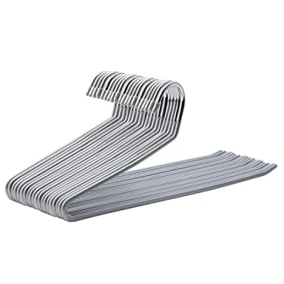 Afbeelding van SONGMICS broekhanger van metaal, 20 stuks, kleerhangerbroek met open einde en antisliplaag, ruimtebesparend, 38 cm breed, grijs CRI04G