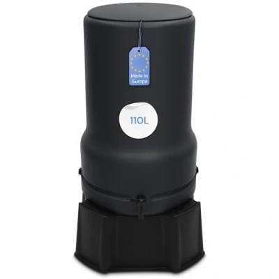 Afbeelding van YourCasa RainBell Regenton met voet, deksel en kraan, regenvat van vorstbestendig kunststof, regenwatertank, watertank, waterreservoir