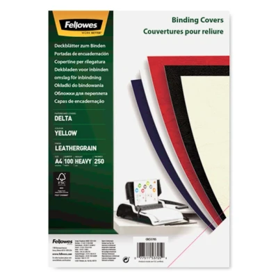 Image de Fellowes Delta couvertures structure cuir, A4, jaunes carton: 250 g, Contenu: 100 pièces 5370501