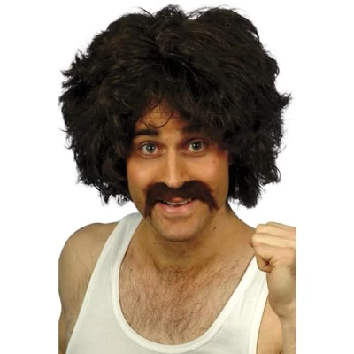 Afbeelding van Smiffys Retro Pruik en Snor Bruin
