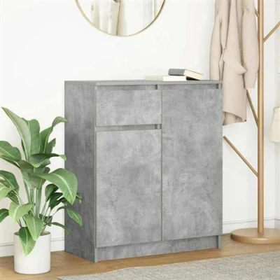 Afbeelding van vidaXL Dressoir met lade 71x35x84 cm spaanplaat betongrijs