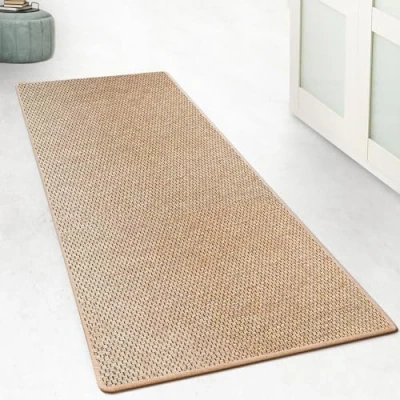 Afbeelding van casa pura Keukentapijt, 80 x 150 cm, voor keuken, hal, slaapkamer, woonkamer, antislip, wasbaar, sisal look, per meter, op maat gemaakt (naturel, calkuta)