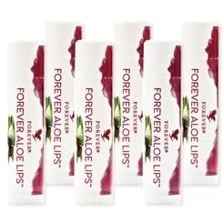Afbeelding van Forever aloë Lips Premium lippenbalsem met vera, jojoba olie en bijenwas voor droge gebarsten lippen, dermatologisch gecertificeerd, glutenvrij (6 x 4,25 g)