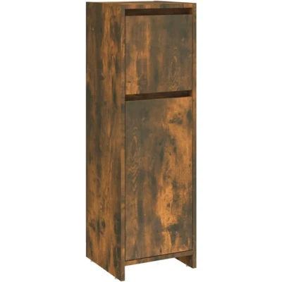 Afbeelding van Badkamerkast 30x30x95 cm bewerkt hout gerookt eikenkleurig