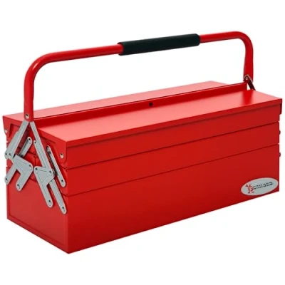 Afbeelding van HOMCOM Metalen gereedschapskist 3 niveaus 5 intrekbare trays staalplaat rood
