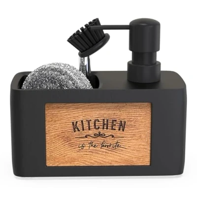 Afbeelding van Keuken Zwart Zeepdispenser Chill House Sink Organizer Zeep Dispenser