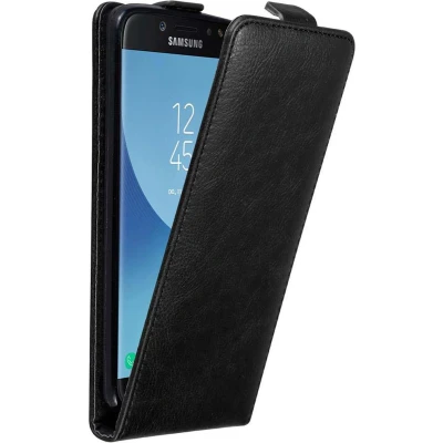 Afbeelding van Cadorabo Hoesje geschikt voor Samsung Galaxy J7 2017 in ZWARTE NACHT Beschermhoes flip design Case Cover met magnetische sluiting