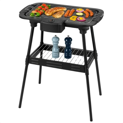 Afbeelding van Cheqo Elektrische BBQ 2 in 1 Rookvrij Tafelbarbecue voor Binnen &amp; Buiten Barbecue Camping Tuin