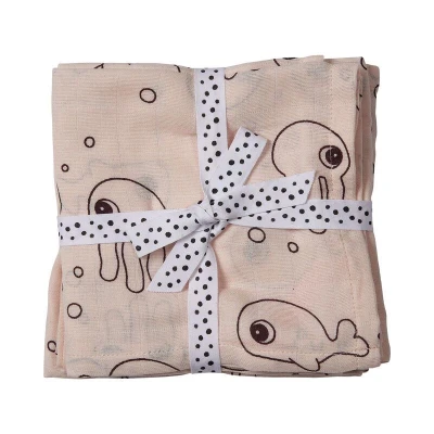 Afbeelding van Done by Deer Swaddles 2 Pack Sea Friends Powder