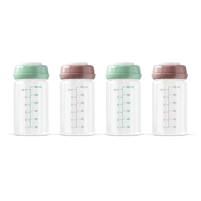 Afbeelding van Set van 4 hoogwaardige glazen moedermelkflessen, 180 ml, vaatwasmachinebestendig, vriezer en magnetronbestendig (4 x ml)