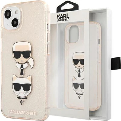 Afbeelding van Karl Lagerfeld KLHCP13SKCTUGLGO iPhone 13 mini 5.4 goud/goud hardcase Glitter Karl`s &amp; Choupette