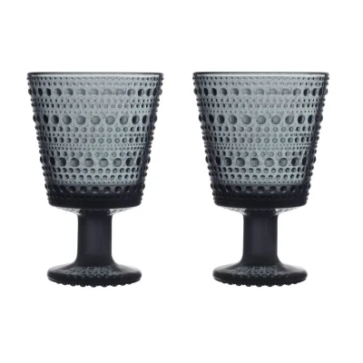Afbeelding van Iittala Kastehelmi Drinkglas 26 Cl Set Van 2 Donkergrijs