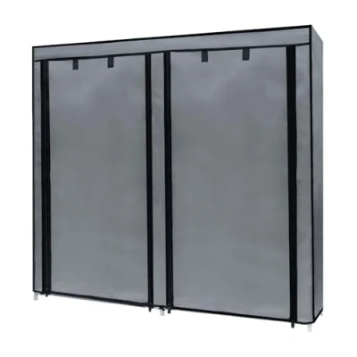 Afbeelding van Intirilife inklapbare garderobekast 120x30x110 cm in ASH GREY met ritssluiting Linnenkast Schoenrek Dressoir 12 vakken Campinggarderobe Textielgarderobe