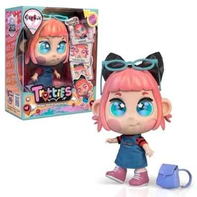 Afbeelding van Trotties Sophie, Trottie Paris pop, reispoppen uit de tekenfilmserie, met accessoires zoals tas en kaart, voor meisjes jongens vanaf 3 jaar, beroemd (TFT00000)