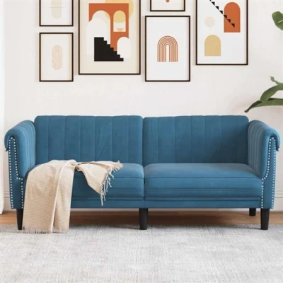 Afbeelding van vidaXL 2 zitsbank fluweel blauw