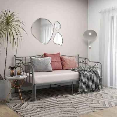 Afbeelding van vidaXL Uittrekbare slaapbank frame metaal grijs 90 x 200 cm