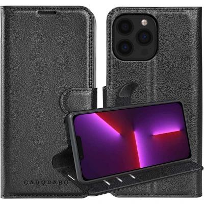 Afbeelding van Cadorabo Hoesje geschikt voor Apple iPhone 13 PRO MAX in PHANTOM ZWART Beschermhoes met magnetische sluiting, standfunctie en kaartvakje Book Case Cover Etui