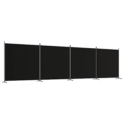 Afbeelding van Kamerscherm met 4 panelen 698x180 cm stof zwart