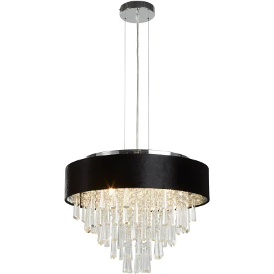 Afbeelding van Glamour hanglamp, glaskristal, zwart, G9, Ø 45,4 cm
