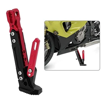 Afbeelding van motorfiets zijstandaard, universele standaard voet zijstandaard frame horizon verstelbare aluminiumlegering B0503 (rood)