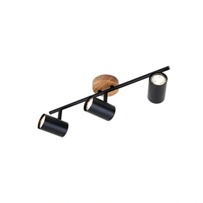 Afbeelding van Briloner Leuchten WOOD &amp; STYLE plafondlamp spots draaibaar 3 lichts zwart