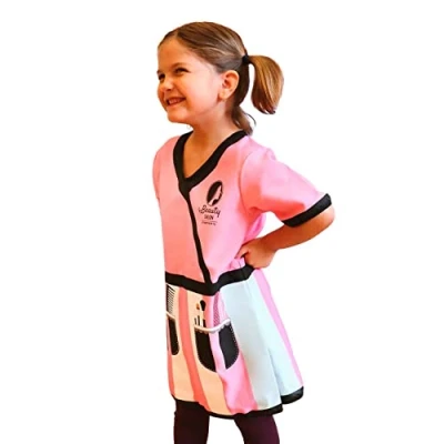 Afbeelding van Kappersschort Roze DeQube Lang Model Verkleedkleding Stylist Beauty Salon 3 tot 6 jaar