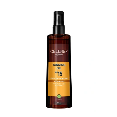 Afbeelding van 3x Celenes Herbal Tanning Oil Alle Huidtypes SPF 15 200 ml