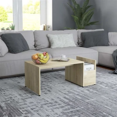 Afbeelding van Salontafel 90x45x35 cm bewerkt hout sonoma eikenkleurig
