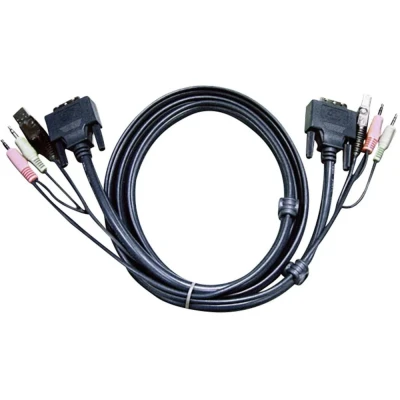 Afbeelding van ATEN KVM Aansluitkabel [2x Jackplug male 3,5 mm, DVI stekker 24+1 polig, USB A 2.0 2x B