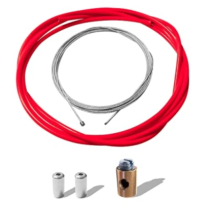 Afbeelding van cyclingcolors Gaskabel Moto Performance met mantelkabelklem eindkappen compatibel carburateur dellorto bromfiets scooter 50 cc, rood