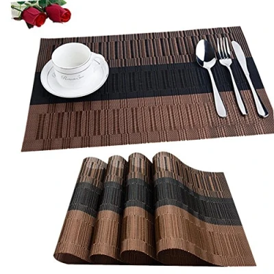 Afbeelding van Set van 6 placemats, 30 x 45 cm, antislip, afwasbaar, gemaakt pvc, hittebestendig, kwetsbaar en wasbaar, voor keuken eetttafel