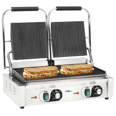 Afbeelding van vidaXL Panini grill dubbel gegroefd 3600 W 57x30.5x20 cm