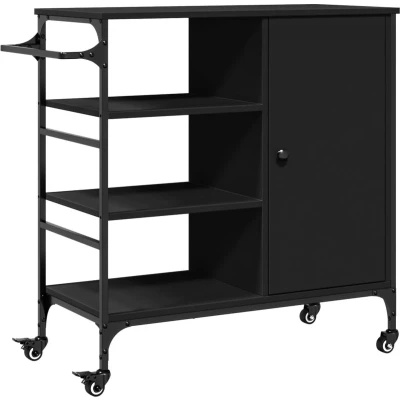 Afbeelding van vidaXL Keukentrolley 87,5x38,5x84,5 cm bewerkt hout zwart