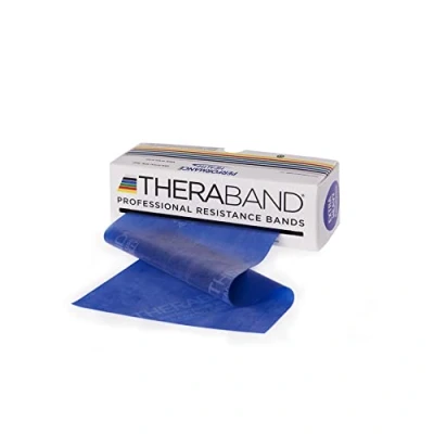 Afbeelding van TheraBand Originele fitnessband, weerstandsband voor krachttraining en gewichtsverlies thuis of in de sportschool, perfecte rol professionele behoeften, blauw, zeer
