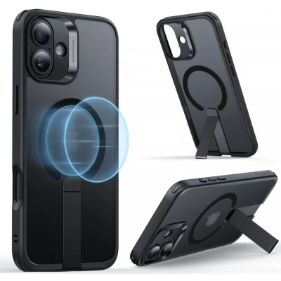 Afbeelding van ESR Hoesje Geschikt voor Apple iPhone 16 Compatibel met MagSafe Boost Flickstand HaloLock Back Cover Standaard Militaire Bescherming Frosted Zwart