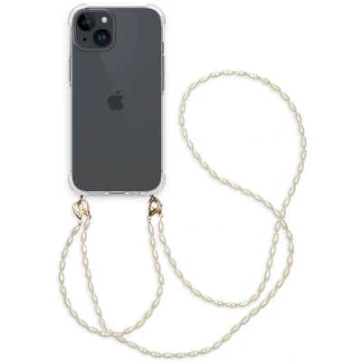 Afbeelding van iMoshion Hoesje met koord Geschikt voor iPhone 15 Backcover + armband Parels transparant