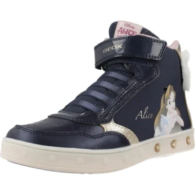 Afbeelding van Geox Skylin GIRL Light UP Sneakers hoog voor kinderen, Maat: 27, Navy/platinum Imitatieleer/ textiel