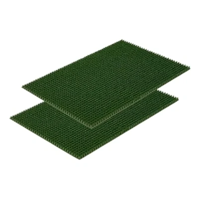 Afbeelding van Deurmat, weerbestendig, tuin, groen, 2 stuks, 40 x 60 cm, schoonloopmat voor buiten, deurmat van kunststof, poolhoogte 1,4 cm